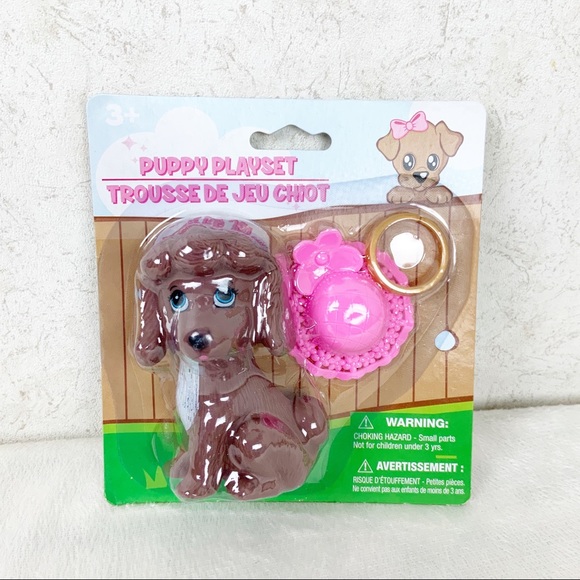 Other - Greenbrier Puppy Playset Toys Brown Poodle With Pink Hat New 4”
